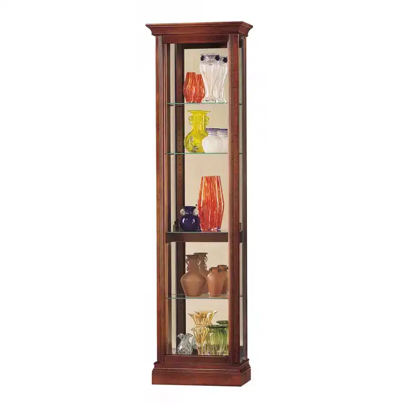 Curio Cabinet with Glass Doors, Interior Lighting and 4 Adjustable Shelves