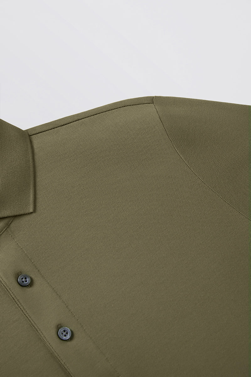 Pique Long Sleeve Polo – Olive