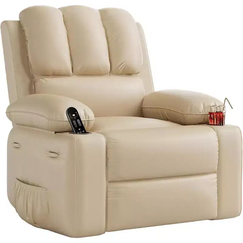 Oversized Extra Manual Leather Recliner Chair, Classic Reclining Seat with Lumbar & Arm Support, Home Theater Seating for Living Room,Bedroom,Nursery