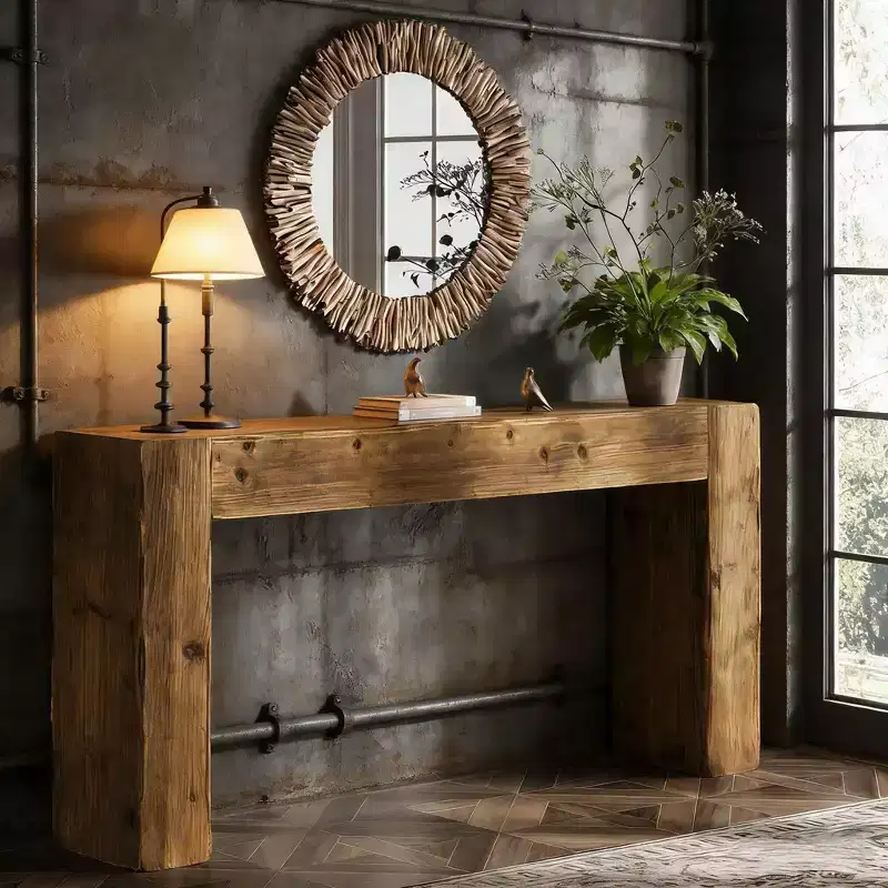 Console Table, Solid Wood Farmhouse Sofa Foyer Table for Entryway