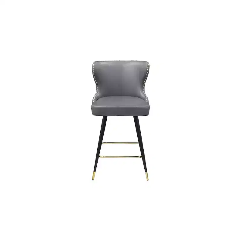 Meridian Furniture,Hendrix Grey Vegan Leather Counter/Bar Stool, Set of 2