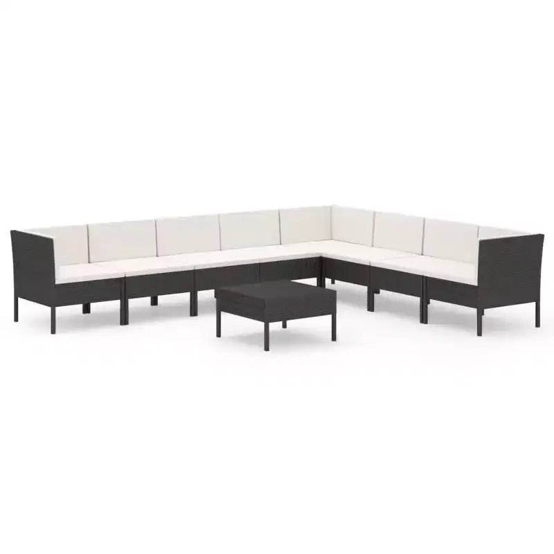 vidaXL Garden Lounge Set Patio Sectional Sofa Couch Outdoor Poly Rattan Black