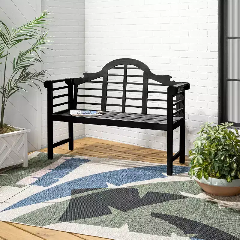 JONATHAN Y Lutyens 51.2 2-Seat Arched 600-Lbs Support Acacia Wood Outdoor Garden Patio Bench