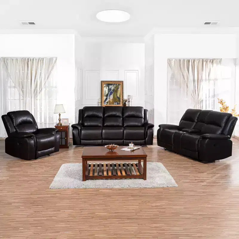 Home Imports Emporium Contemporary Recliner Sofa,Loveseat and Chair Set, Manual Reclining Set for Living Room in Espresso