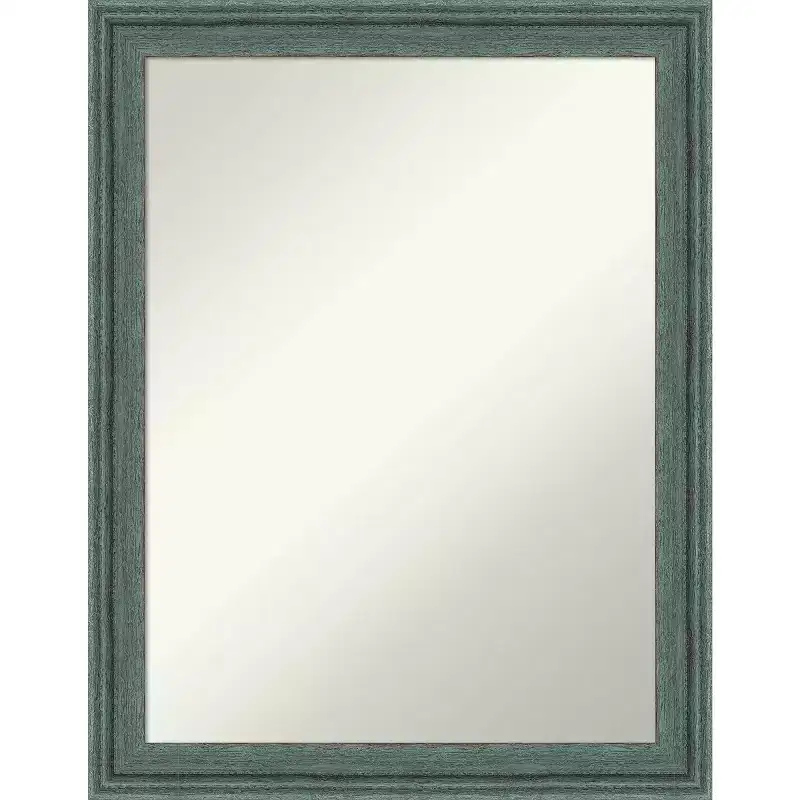 22"x28" Upcycled Wood Wall Mirror for Bathroom Sink, Teal/Gray - Amanti Art: Modern Rectangle, No Assembly