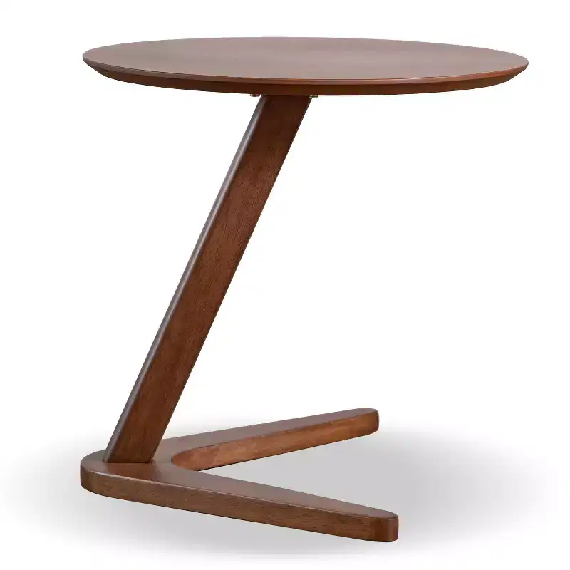 HOMES: Inside + Out River Run 19.5" Round Mid-Century Modern Accent Side Table Walnut
