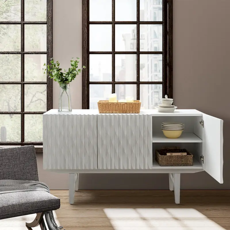 Modern Carved Geometric Patterns Sideboard
