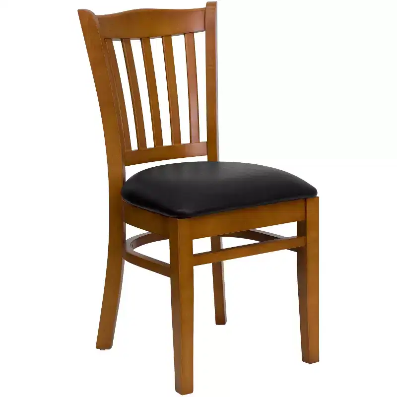 Vertical Slat Back Wooden Restaurant Dining Chair