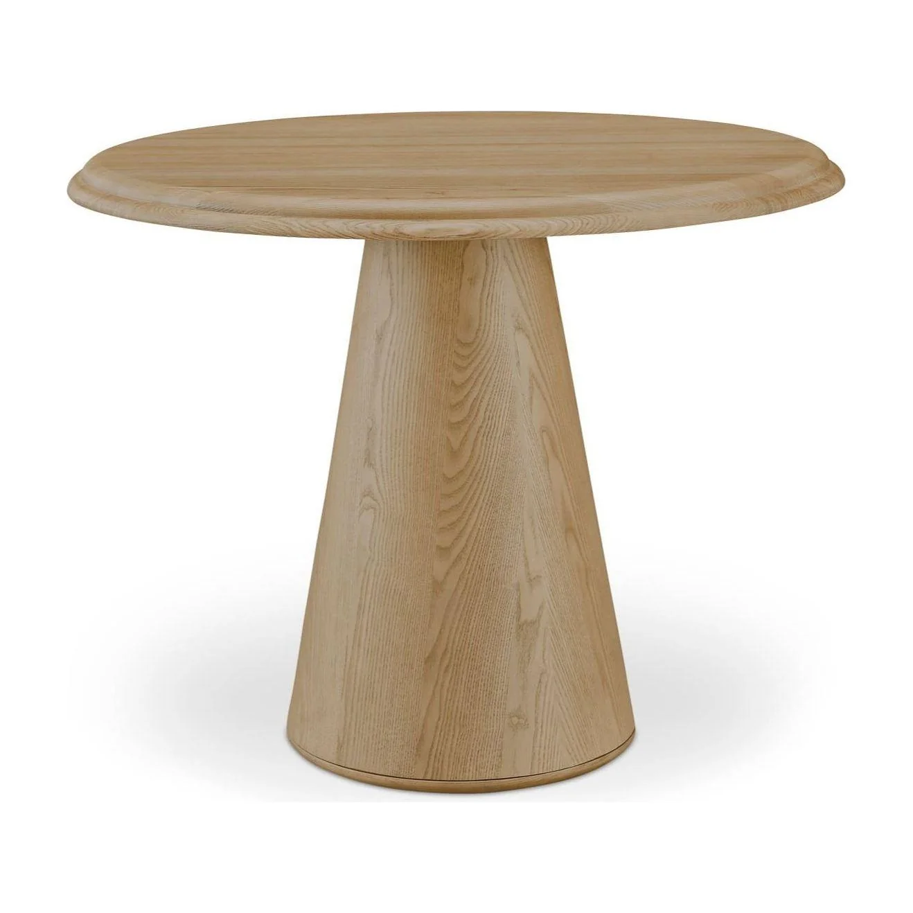 Mid-Century Modern Solid Ash Wood Coffee Table with Round Double Bullnose Top & Pedestal Base for Living Room