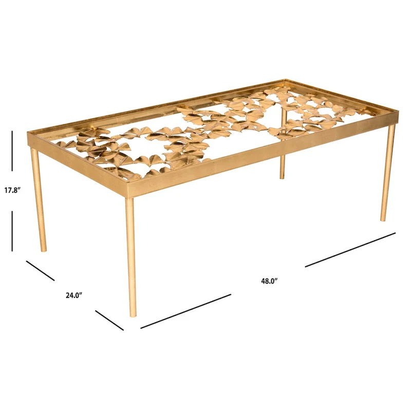 Ginko Leaf Coffee Table with Antique Gold Finish – 48