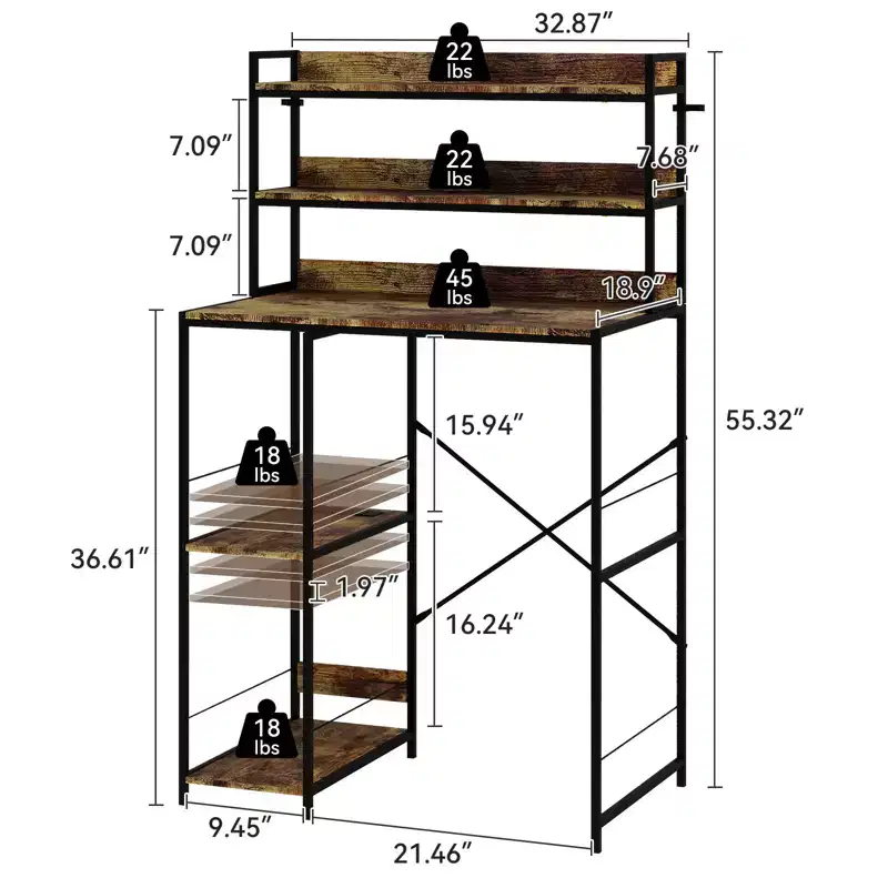 Mini Fridge Stand With Storage Shelves, Space Saving Mini Fridge Cabinet, Adjustable Left/Right Organizer With Power Outlet