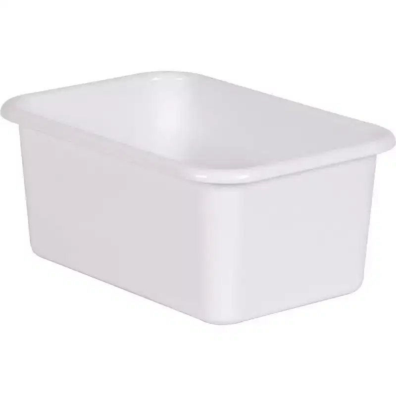 White Small Plastic Storage Bin Pack of 6