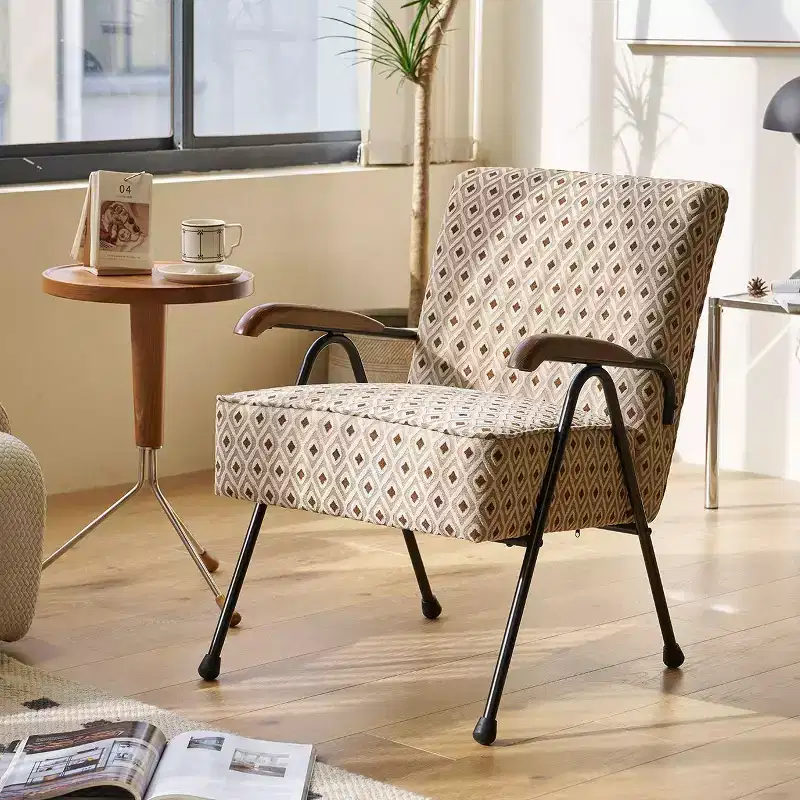 TUYOHW Modern Fabric Armchair,High Back Accent Chair with Wing Design,Metal X-Leg Frame,Soft Padded Sofa Chair for Living Room,Office,Bedroom