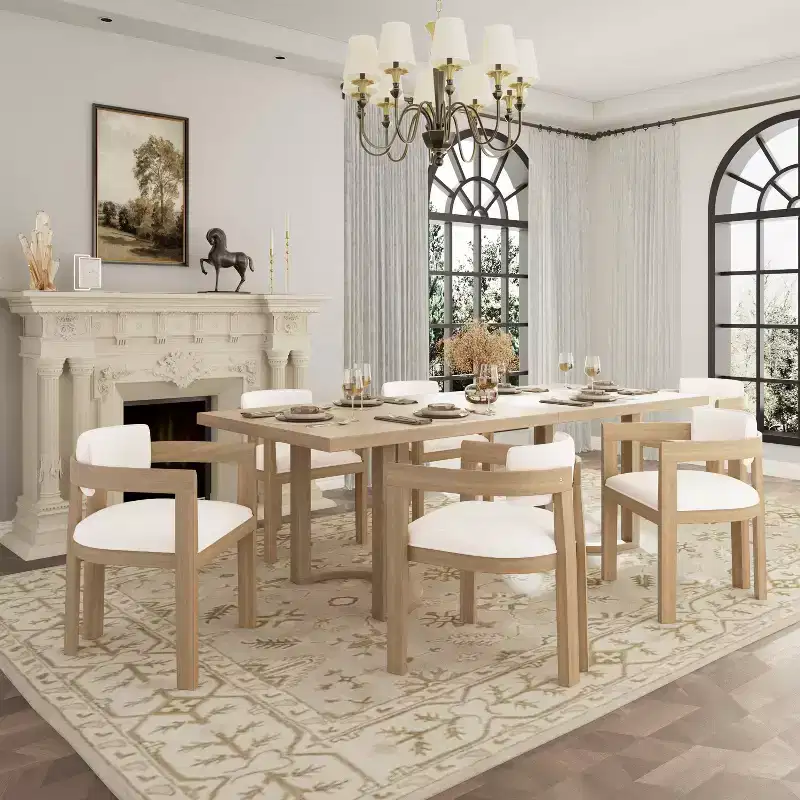 Christopher Knight Home Arkenis 7 Piece Rubberwood Upholstered Dining Set