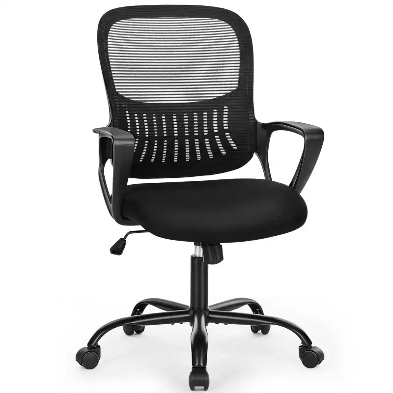 Bestier Office Task Chair with Metal Frame and Lumbar Support Ergonomic Adjustable Computer Desk Chair with Padded Armrest
