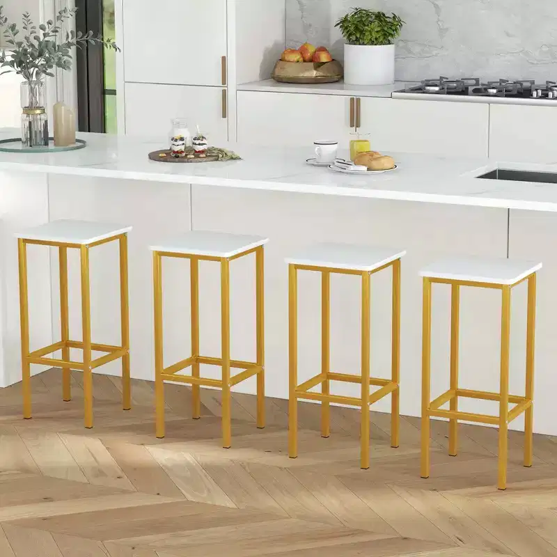 Costway 4 PCS 26Bar Stool Set with Metal Frame Footrest Backless Counter Height Stool Brown