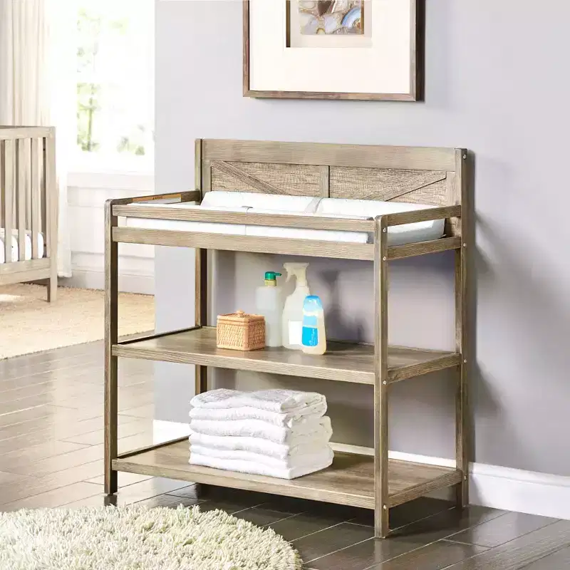 Baby Changing Table with Safety Rails, Coordinates with Baby Crib, Safe & Timeless - Chestnut