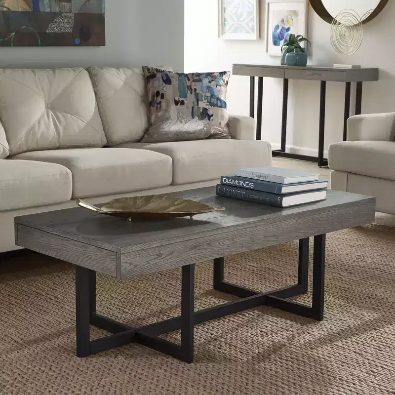 Eldersley 2 Drawer Coffee Table - Grey - iNSPIRE Q