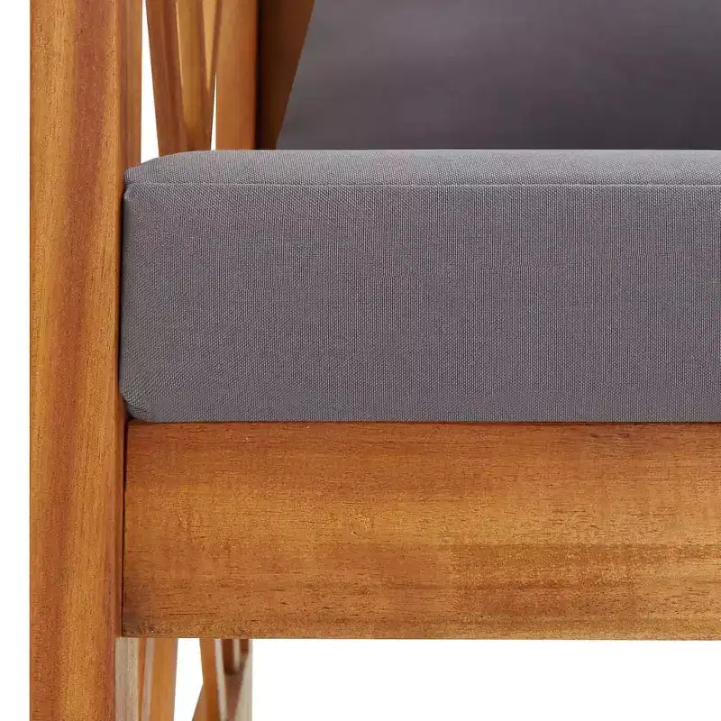 vidaXL Garden Bench Acacia wood finish and dark grey cushions