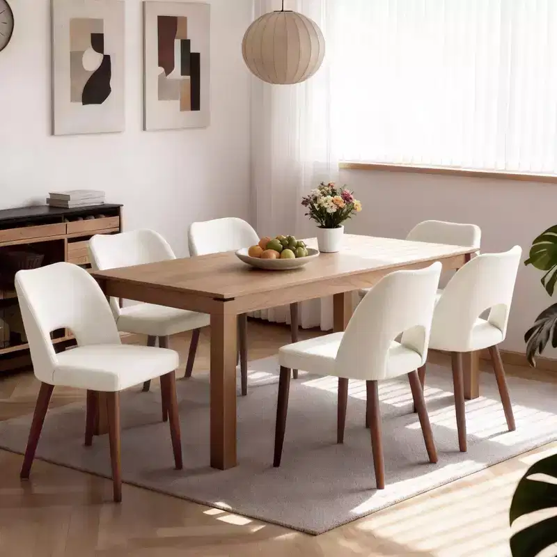 Acekool Wooden Dining Chairs Set of 2 Fabric Upholstered Farmhouse Kitchen Chairs with Wood Legs for Dining Room