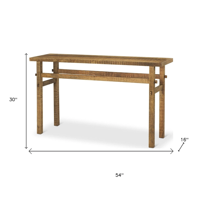 HomeRoots 54 Brown Solid Wood Distressed Console Table - 54' X '30' X '16
