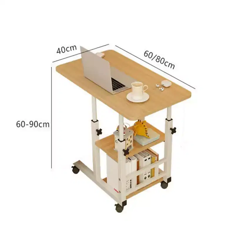 Height Adjustable C Table with Charging Station, Mobile Laptop C Shaped End Table, Couch Desk with Wheels, Couch Side Table with Storage Drawer