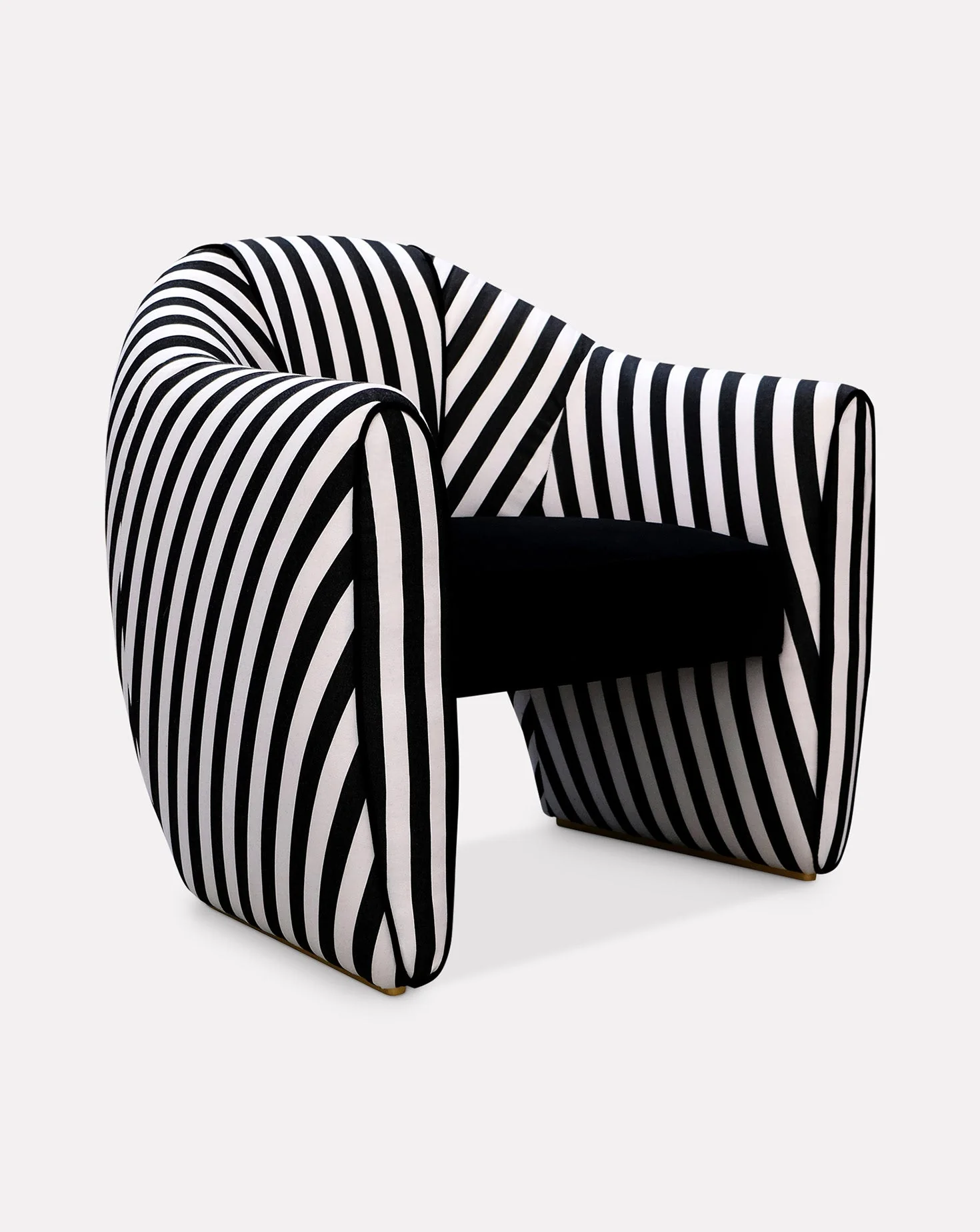 Striped Velvet Satin Sculptural Armchair