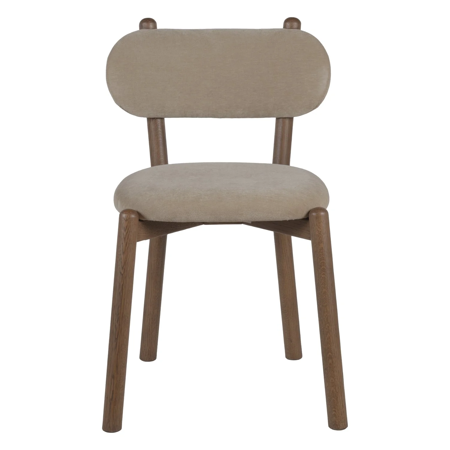 Soft-Curve Oak & Fabric Dining Chair with Padded Rounded Backrest for Dining Rooms