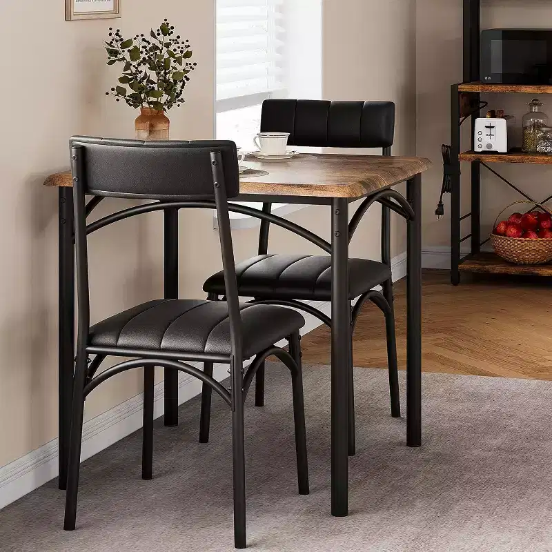 3-Piece Dining Table Set, Table with 2 Upholstered Chairs for Breakfast Nooks & Small Spaces, Vintage