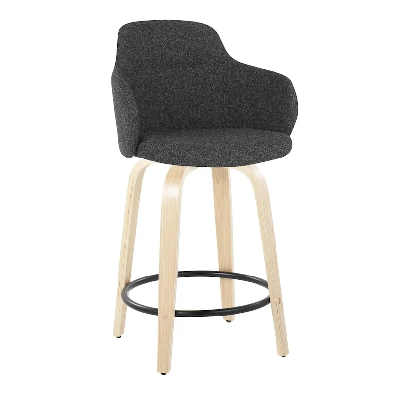 Carson Carrington Iglabo 24 Fixed-Height Counter Stool with Bent Wood Legs and Round Footrest (Set of 2)