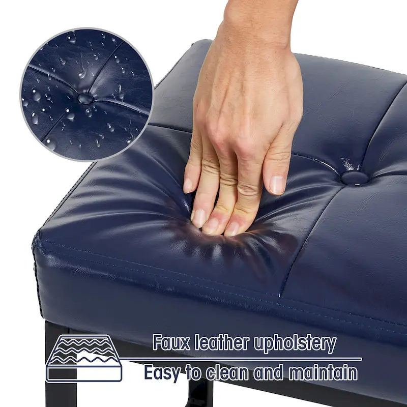 Glitzhome Modern PU Leather Tufted Accent Chair with Ottoman Set