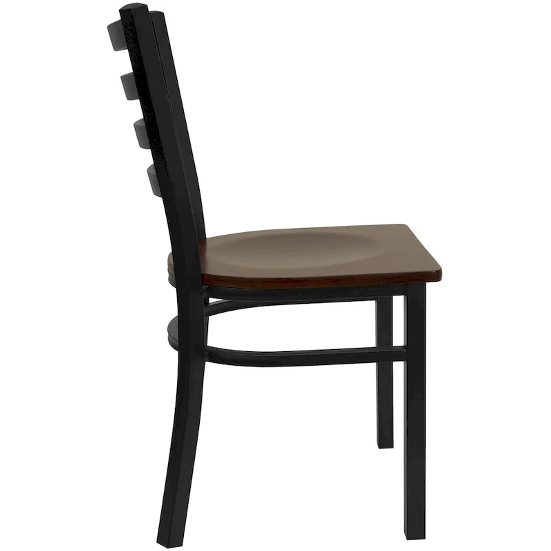 Ladder Back Metal Dining Chair with Wood Seat