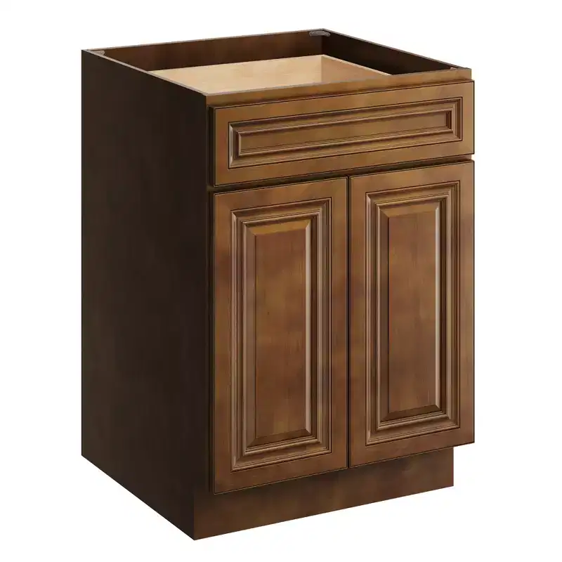 CASAINC 24 in. W x 34.5 in. H x 24 in. D Base Kitchen Cabinet with Drawer and Double Doors  Plywood Frame, Full Overlay, Soft-Close, RTA