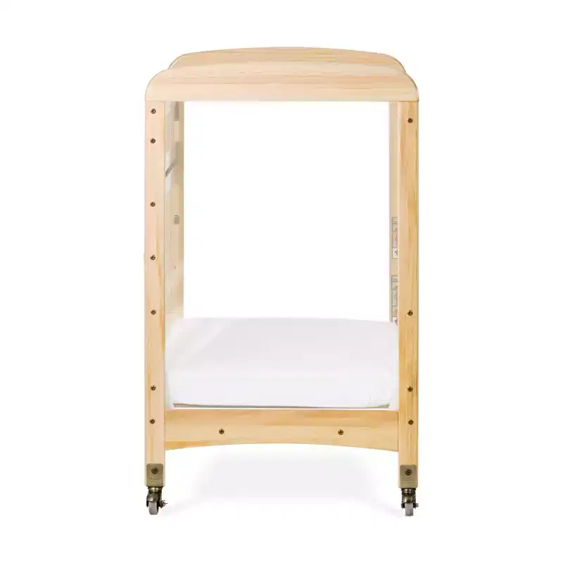 Wooden Compact Portable Crib, 2 Easy Roll Locking Wheels, Durable Wood Construction, Fits Through Doorways (Natural)