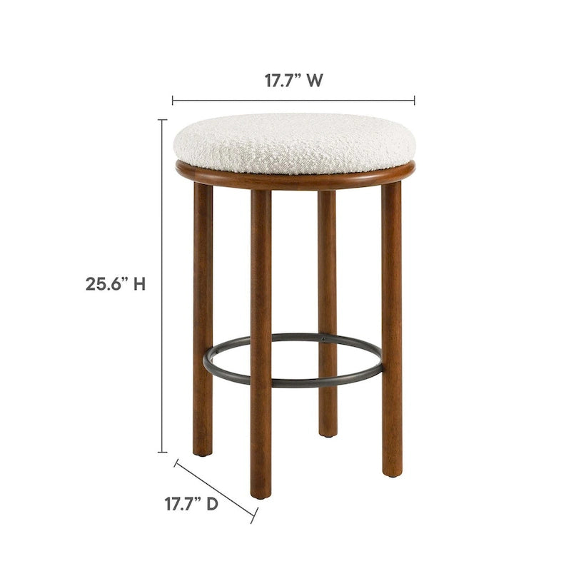 Boucle Fabric Counter Stools - Set of 2