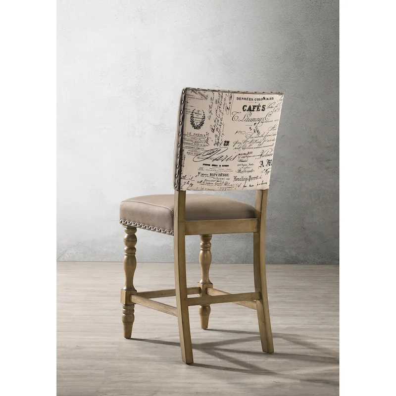 Roundhill Furniture Birmingham 6-piece Driftwood Finish Table with Nail Head Chairs Counter Height Dining Set
