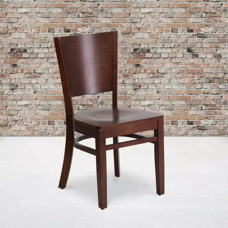 2 Pack Solid Back Wooden Restaurant Chair