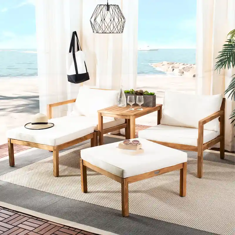 SAFAVIEH Outdoor Maiya 5-Piece Outdoor Set - 29W x 27D x 27H