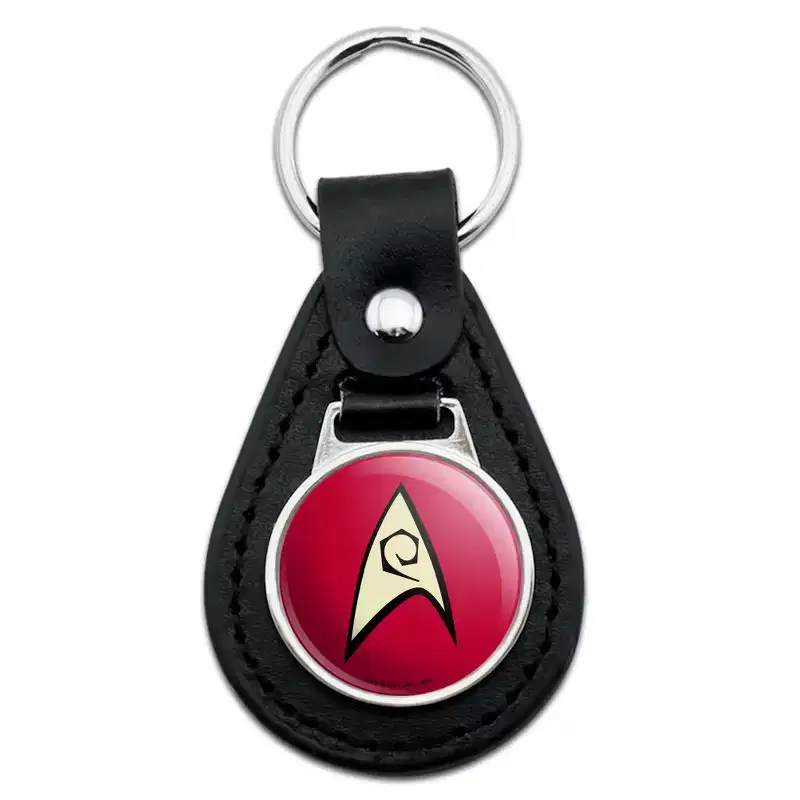 Star Trek Engineering Shield Black Leather Keychain
