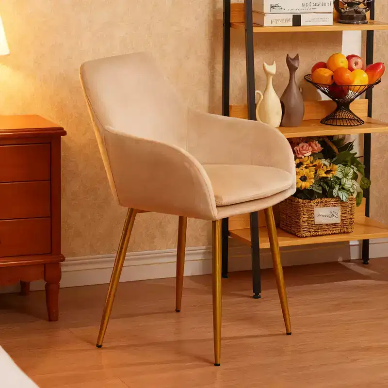 Modern Velvet Upholstered Dining Chairs with Gold Metal Legs ()