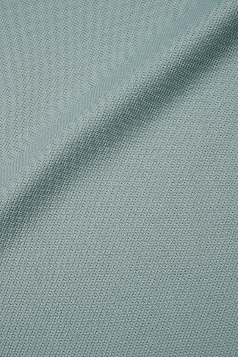 Waffle-Knit Buttonless Polo – Teal Green