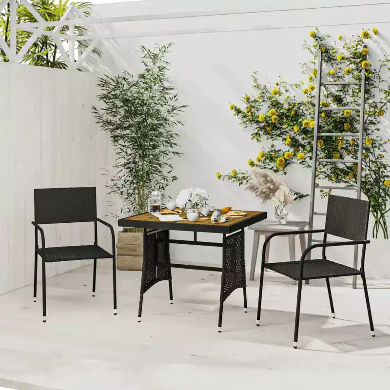 vidaXL Outdoor Dining Set in Poly Rattan with Steel Frames