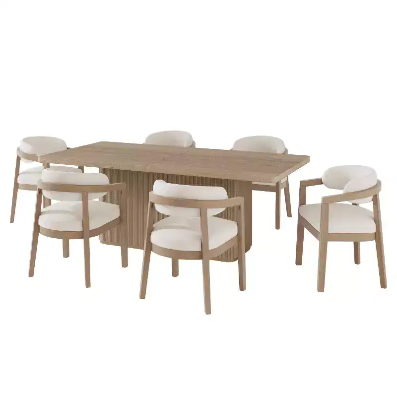 Christopher Knight Home Ambessa Modern 7 Piece Rubberwood Upholstered Dining Set