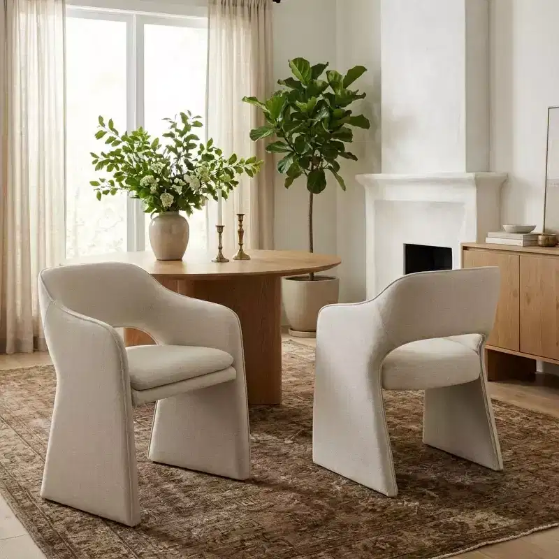 Modern Upholstered Dining Chairs Set of 2, Fully Padded Dining Room Chairs with Curved Backrest and Integrated Armrest, Accent Chairs-Panipeachy
