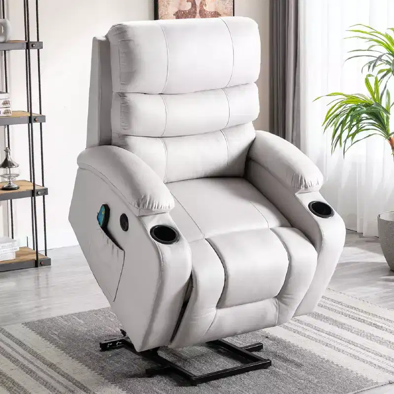 Power Lift Recliner Chair with Massage & Heat – Blue / Brown / White