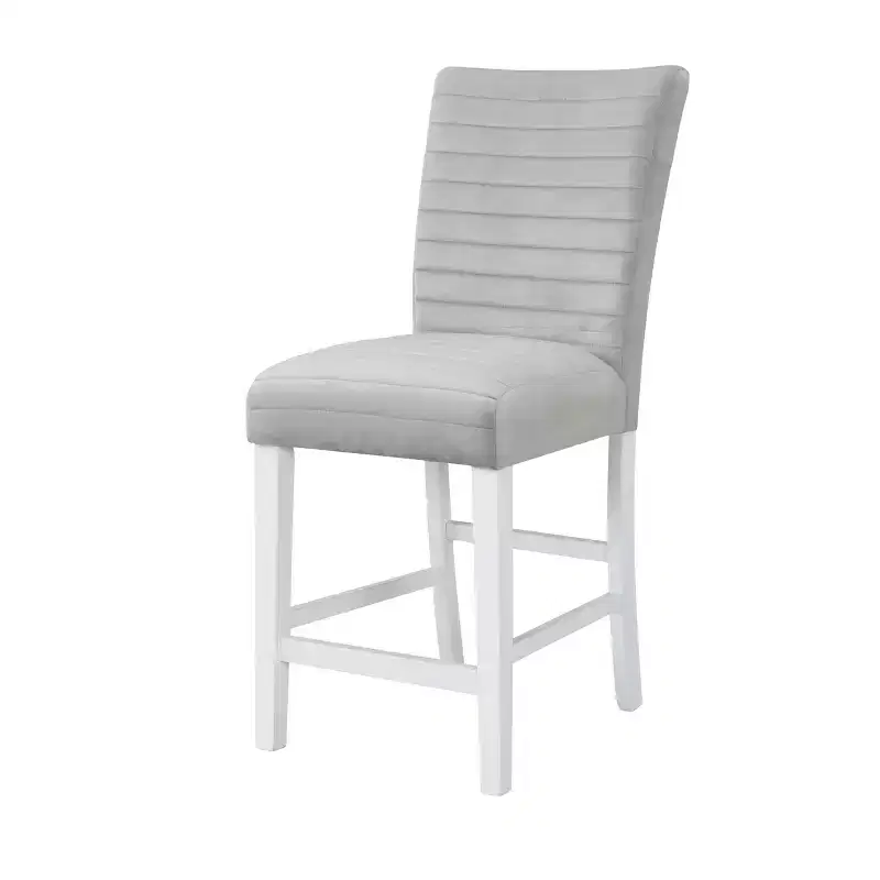 Acme Furniture 19" Elizaveta Accent Chair: Gray Velvet, White High Gloss, Faux Diamond Inlay