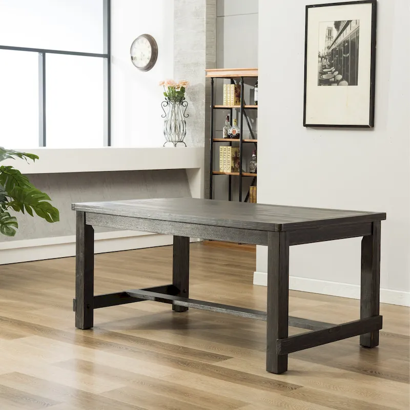 Roundhill Furniture Leviton Antique Black Finished Wood 7-piece Dining Set