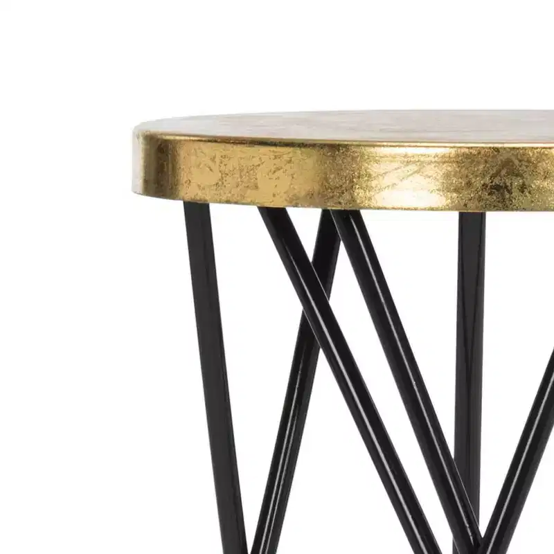 Gold Leaf Bar Stool, White & Gold