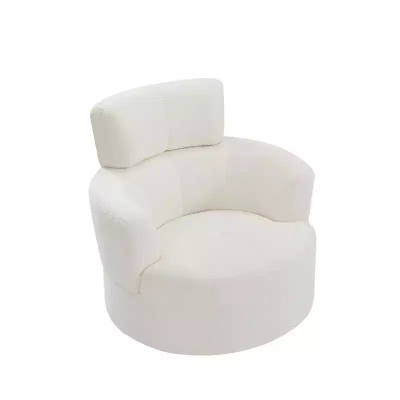 Okak 360 Swivel Barrel Chair,Plush Arm Accent Chair with Adjustable Headrest,Comfy Living Room Chairs for Office,Bedroom