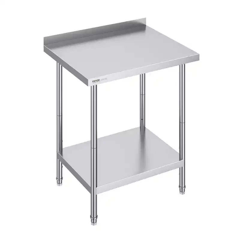 VEVOR 24 x 30 x 36 Inch Stainless Steel Work Table,Commercial Food Prep Worktable Heavy Duty Prep Worktable, Metal Work Table with Adjustable Height